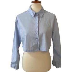 Button Down Crop Top by H&M Divided in size Small Pale Blue‎ 100% cotton